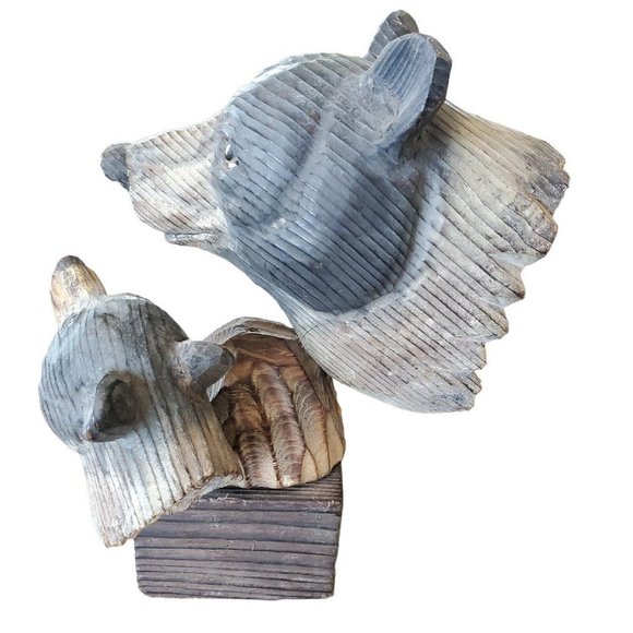 Hand Carved Wood Black Bear And Cub Mounted Lodge Decor Cabin‎ 10 X 7 - Picture 8 of 10